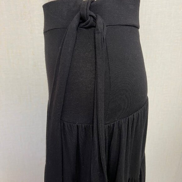 EUC Boho Tiered Black Boho Lace Trim Faux Waist Tie Small Petite Skirt - Picture 4 of 5
